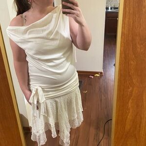 Vintage 80s drop waist fairy wedding dress